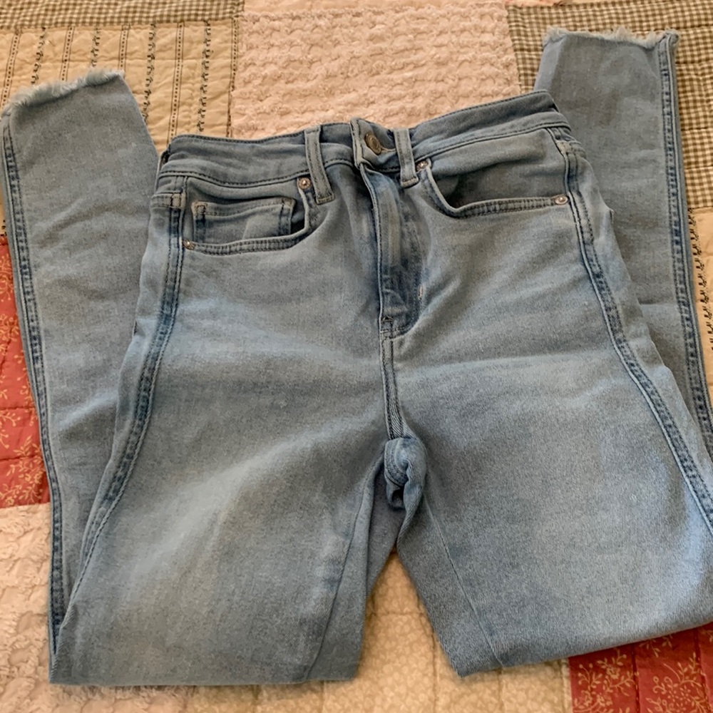 Free People Super Skinny Raw Edge Jeggings Jeans size 26 worn once high rise